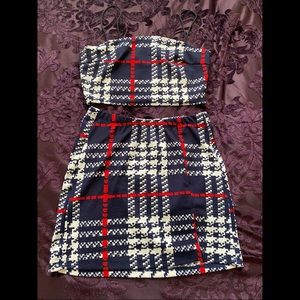 Shein black checks blouse and skirt